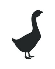 Goose graphic icon. Goose black sign isolated on white background. Vector illustration