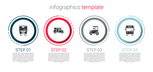 Set Bus, Minibus, Tractor and . Business infographic template. Vector