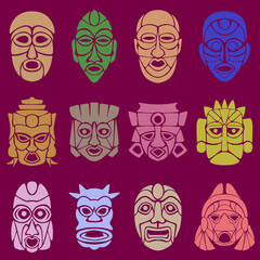 Wallpaper from a set of twelve pagan masks. The faces of various gods, spirits, and other mystical beings.