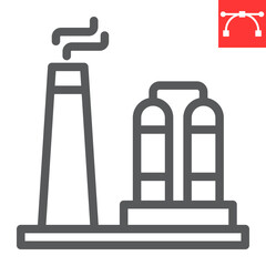 Refinery line icon, factory and industry, chemical plant vector icon, vector graphics, editable stroke outline sign, eps 10.