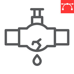 Burst oil pipe line icon, water leak and oil industry, burst pipe vector icon, vector graphics, editable stroke outline sign, eps 10.