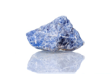 macro mineral stone Sodalite on a white background