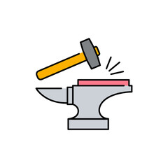 Obraz premium Blacksmith craft olor line icon. Pictogram for web page, mobile app, promo.