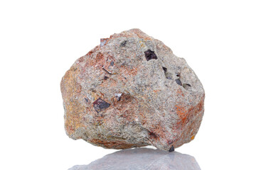macro mineral stone Magnetite on a white background