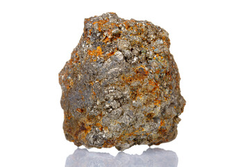 macro mineral stone Arsenopyrite on a white background