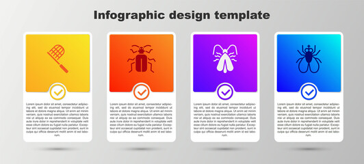 Set Butterfly net, Chafer beetle, Clothes moth and Insect. Business infographic template. Vector