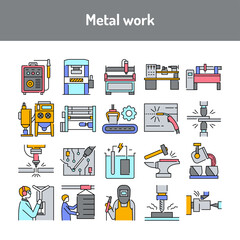 Metal work olor line icon. Pictogram for web page, mobile app, promo. UI UX GUI design element. Editable stroke.
