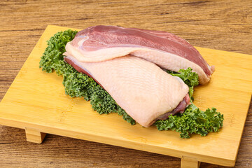 Raw duck breast for cooking