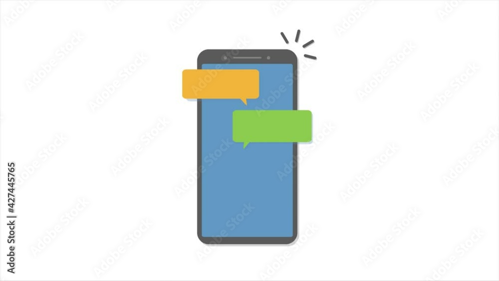 Poster smartphone recieve messages. message bubbles. text messages send and recieve. messenger animated con