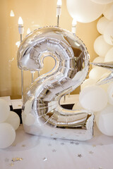 Number 2 of silver air balloon in decoration