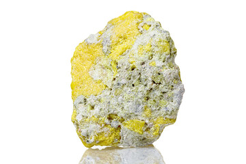 macro mineral stone sulfur on a white background