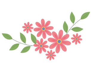 カラフルな草花　ベクターイラスト