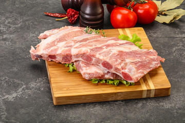 Raw pork ribs for cooking
