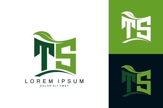 TS monogram leaf logo. natural organic premium vector design template