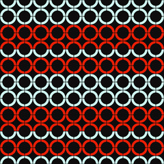 Red and white cilrces same pattern. Vector ornament with red or white round shapes.