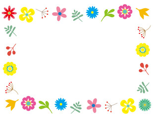 カラフルな草花のメッセージカード　背景　フレーム　