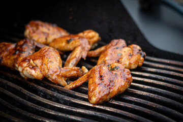 glazed bbq chicken wings on the grill