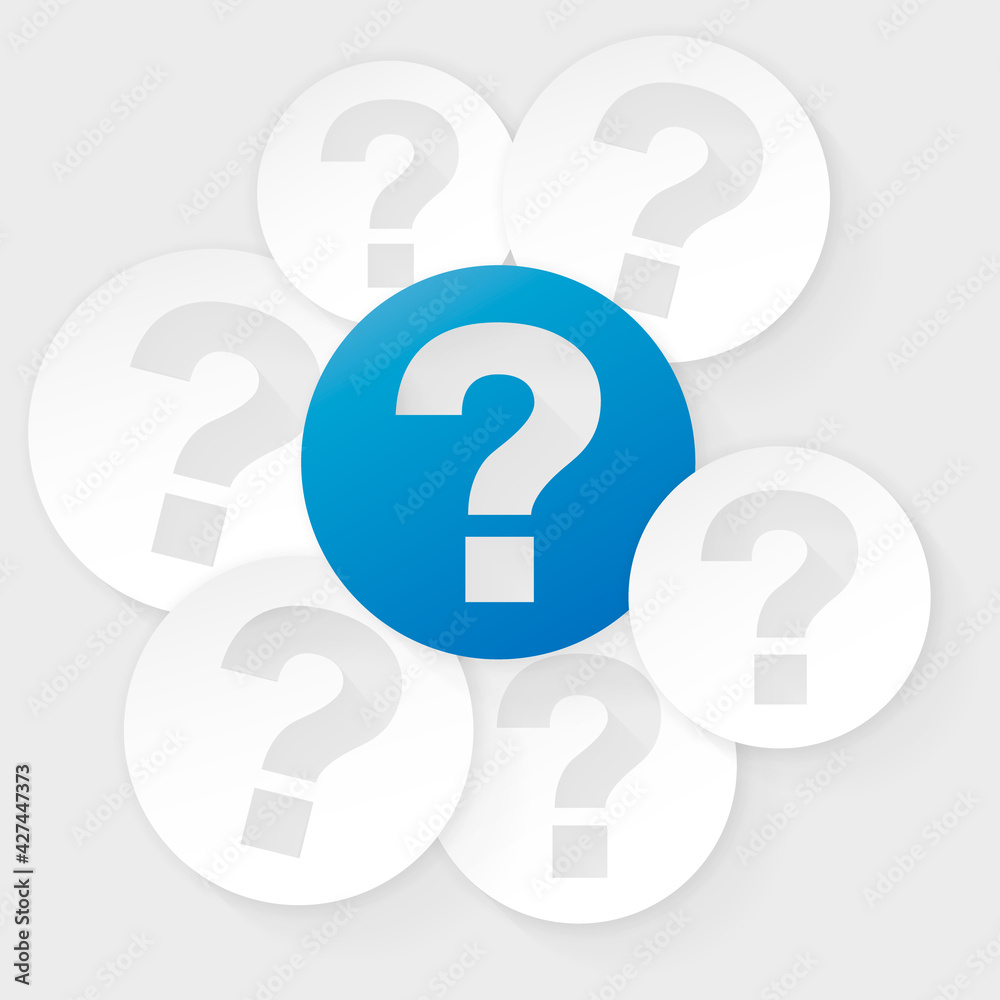 Poster question mark flat design icon with long shadow vector