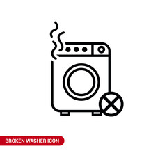 Vector image. Icon of a broken washing machine.