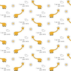 Seamless pattern with giraffe. Creative jungle childish texture. Great for fabric, textile Vector Illustration