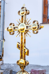 Fototapeta na wymiar Christian church with golden domes