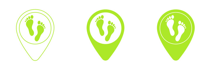 Set of web icons for flat design of feet. Location vector icon. Website design and development, application development. Illustration