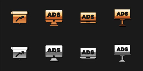 Set Board with graph chart, Advertising, and icon. Vector