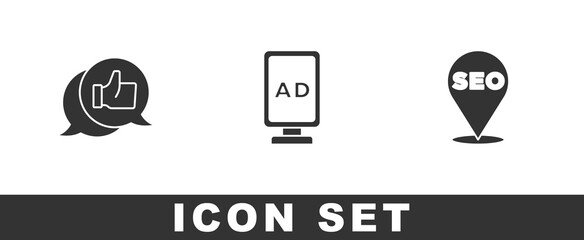 Set Customer product rating, Advertising and SEO optimization icon. Vector