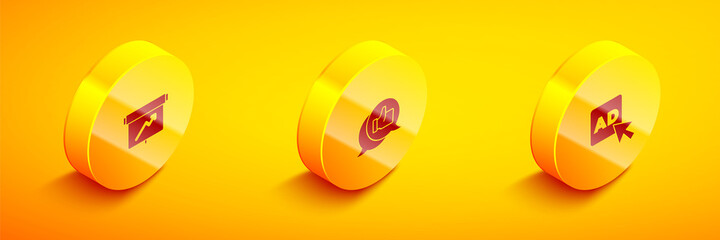 Set Isometric Board with graph chart, Customer product rating and Advertising icon. Vector