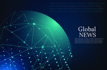 abstract sphere. sphere of the earth. connecting lines and points. data visualization. security protection. global news. vector illustration.