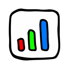 Growth graph from bars hand drawn doodle isolated.