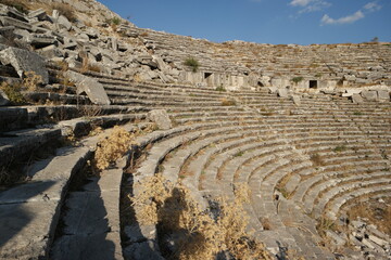 Theater of ancient city Hierapolis, Denizli, Turkey.