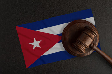 Judges gavel and the flag of Cuba. Law and Justice. Constitutional law