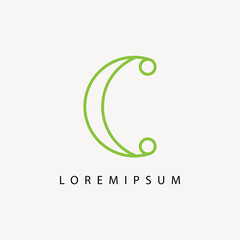 Elegant C Letter Logo Design Template. Simple Letter Icon Line Art Vector