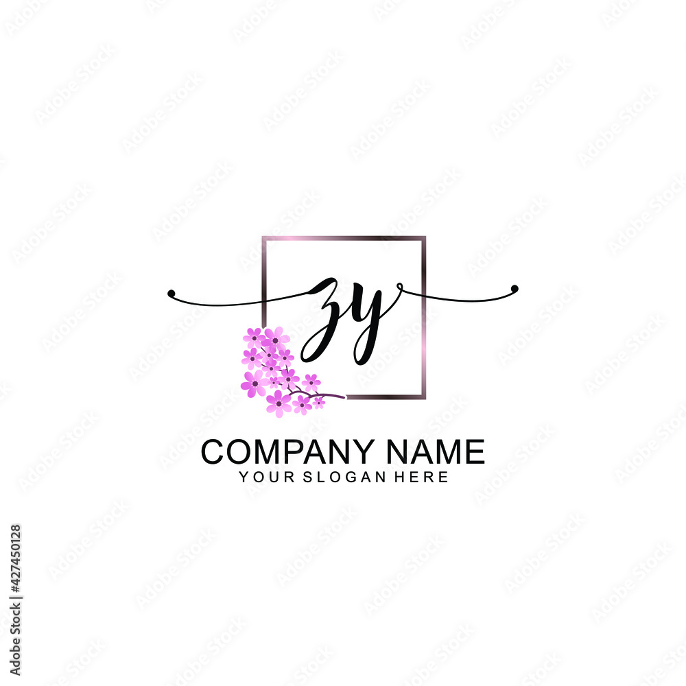 Wall mural zy initials handwritten minimalistic logo template vector