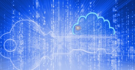 Key icon and cloud over data processing background