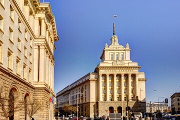 Sofia, Bulgaria - April 2021 : Historical center in springtime, HDR Image
