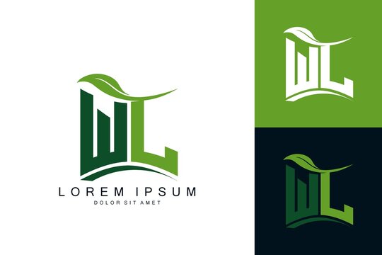 WL monogram leaf logo. natural organic premium vector design template