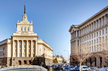 Sofia, Bulgaria - April 2021 : Historical center in springtime, HDR Image
