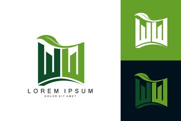 WW monogram leaf logo. natural organic premium vector design template