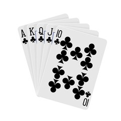Royal flush poker club cards on white background in vector EPS8
