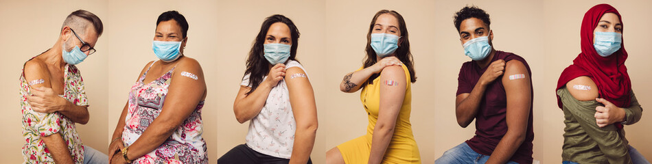 Multiracial people got vaccinated - obrazy, fototapety, plakaty