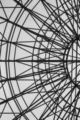 Modern architecture Metal structure. Close-up, black and white photo