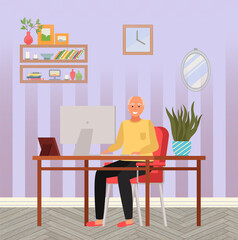 Old people play video game. Senior people with different gadgets. Oldster education on computer