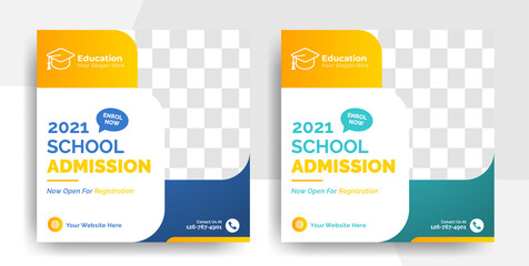 modern school university and college education social media post flyer and web banner template, back to school promotion cover layout - obrazy, fototapety, plakaty