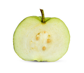 Guava fruit sliced isolated on white background, clipping path, full depth of field