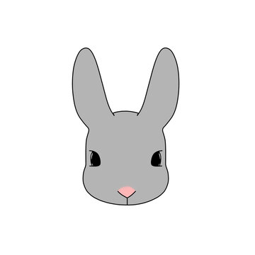 正面を向いた灰色のウサギの顔