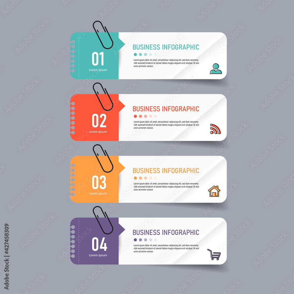 Poster Infographic element with note papers style template .	
