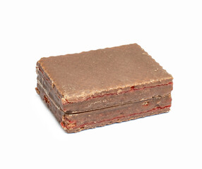 Chocolate wafer biscuits isolated on white background.