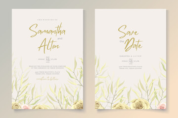 Set of elegant floral wedding invitation design